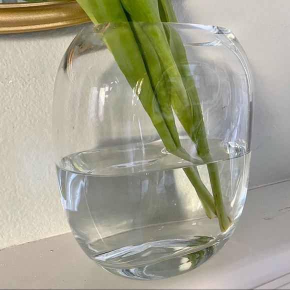 Krosno Accents Krosno Poland Oval Heavy Thick Clear Glass Vase